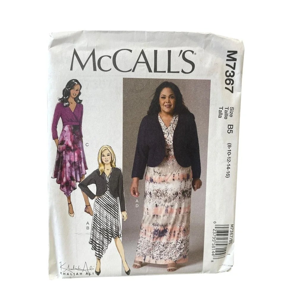 McCall's M7367 Dress Shrug Women's Misses' Knit 8-16 Plus Size Khaliah Ali